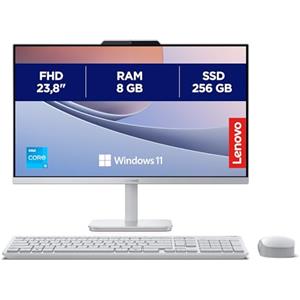 Lenovo A100 All-In-One, Display 24 FHD, Intel N100, 256GB SSD, RAM 8GB, 2Wx2 Audio Speakers, WiFi 6, Windows 11 Home, Tastiera + Mouse Wireless - Cloud Grey