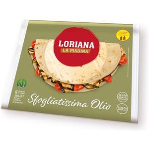 Loriana, La Piadina Sfogliatissima all'Olio d'Oliva, Piadina che si Arrotola Facilmente e non si Rompe, con Farina di Grano Romagnolo, senza Conservanti, Olio di Palma e OGM, 350 grammi, 3 Piadine