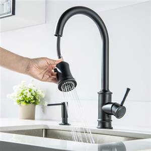 LakeBayMZC Rubinetto Lavello Cucina 2 Modelli di Spruzzo,Rubinetto da Cucina con Beccuccio Flessibile, Girevole a 360°Miscelatore Monocomando per Cucina,G3/8 Pollici