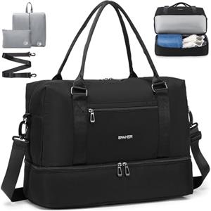 SPAHER Borsone da Viaggio 45x36x20 Easyjet Bagaglio a Mano Borsone Palestra Sportiva Donna con Scomparto Scarpe e Tasca Umida 30L Borsa da Viaggio Fitness Grande Impermeabile Travel Duffel Cabin Bag