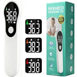 AOOZTO Termometro Febbre Digitale Senza Contatto, Termometro Neonato Bambini Adulti, Termometro Clinico Frontale con Allarme Febbre, Lettura Istantanea 1 Secondo, °C/°F