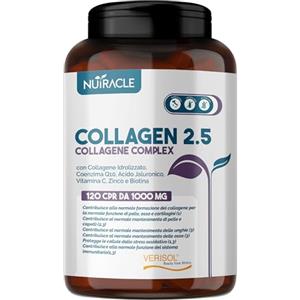 Nutracle Collagene Idrolizzato Verisol® 2500 mg + Acido Ialuronico + Coenzima Q10 - Integratore Pelle, Capelli e Ossa con Biotina, Zinco e Vitamina C - 120 compresse, Nutracle