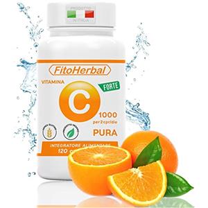 FitoHerbal Vitamina C Pura SENZA ADDITIVI Compresse Alto Dosaggio Integratore Acido Ascorbico Potenzia Sistema immunitario Protegge dai Radicali Liberi Antiossidante Naturale.