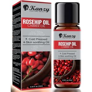 Kanzy Olio di Rosa Canina 10 ml, Olio di Rosa Canina Leggero Spremuto a Freddo per Viso, Pelle, Capelli, Unghie e Corpo