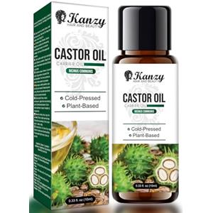Kanzy Olio di rosa canina, olio di rosa canina leggero spremuto a freddo per viso, pelle, capelli, unghie e corpo (10 ml, Olio di ricino)
