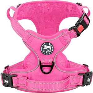 PoyPet Pettorina per cani senza tirare, Pettorina riflettente per cani senza collare, Pettorina regolabile, imbottita e morbida con impugnatura Easy Control per cani di taglia piccola a grande