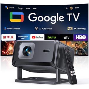 TOPTRO Proiettore 4K【Google TV/Compatibile con Netflix】Videoproiettore Auto Focus e 6D Keystone Projector a Focale Corta Proiettore Portatile WiFi Bluetooth Proiettori Rotabile Home Cinema per Casa e Esterno