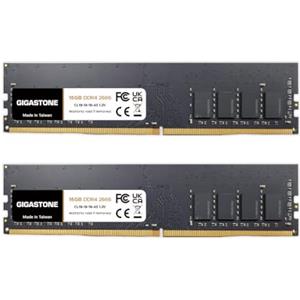 Gigastone 【DDR4 RAM】GIGASTONE 32GB Kit(2x16GB) DDR4 2666MHz (2400MHz or 2133MHz) PC4-21300 (PC4-19200/17000) CL19 1.2V UDIMM 288pin Unbuffered Non ECC Ideale PC Desktop alta prestazione Memoria Upgrade