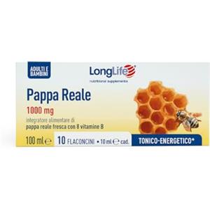 LongLife® Pappa Reale | Pappa reale fresca con 8 vitamine del gruppo B | Tonico-energetico | Antiossidante | 10 flaconcini | Vegetariano e senza glutine