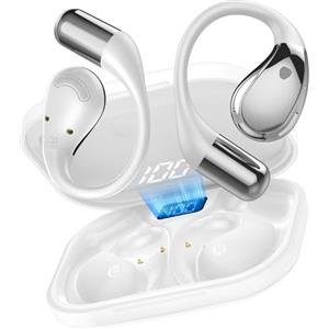 Conyat 2026 Cuffie Open Ear, Auricolari Sportivi Bluetooth 6.0 con Gancio Morbido e Controllo Tattile, 40 Ore Cuffie Bluetooth con Stereo HiFi, Chiamate Chiare, Cuffie Wireless Impermeabile IP7, Bianco