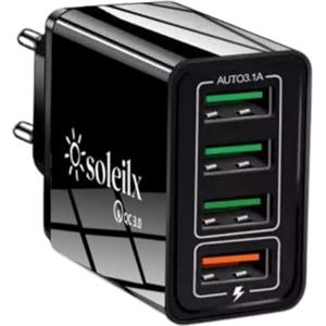 soleilx Caricatore USB da Muro 40W, 4 Porte con QC 3.0 Carica Rapida, Caricabatterie Multiplo per iPhone 15 14 13 12 11 X, Samsung S21 S20 A71 A51, Xiaomi, Huawei, Presa USB Universale