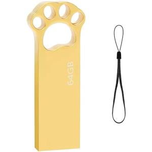 Geweo Chiavetta USB 64 GB, Carino Cartoon Cat Paw Penna USB 64GB Pendrive USB 2.0 Flash Drive 64giga Memoria Esterna PC per pc, portatile, Laptop, Dispositivi Con Porta USB (Oro)