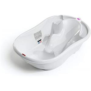 OKBABY Onda Evolution - Vaschetta Ergonomica per Bagnetto Neonato 0-12 Mesi con Barre di Supporto e Seduta Antisdrucciolo - Bianco
