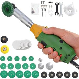 LIROPAU Pulitore elettrico per fughe, 350 W, set di pulizia delle fughe, lucidatrice elettrica, macchina per la pulizia delle fughe a 90° per pavimenti piastrellati, apriscatole, 6 marce regolabili, incisione