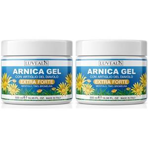 LUVEALIS Arnica per Cavalli Uso Umano 500ml Extra Forte, 100% Arnica Gel Forte, Potenziata con Artiglio del Diavolo Forte, Crema Arnica Azione Intensa per Massaggi a Muscoli e Articolazioni (Confezione da 2)