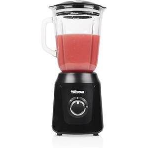 Tristar Frullatore, jarra batidora de cristal de 1 litro, 2 velocidades, función pulso para picar hielo, piezas aptas para lavavajillas, negra, 350 W, Smoothie Maker BL-4482