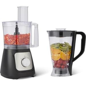 Amazon Basics Robot da cucina e frusta a 2 velocità, ciotola da 2,4 litri e caraffa da 1,5 litri, 800 W, nero