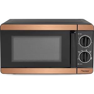 Bestron Microonde da 700 Watt, pannello di controllo in due parti con 6 livelli di potenza e timer da 30 minuti, regolabile in modo continuo, con piatto girevole da 24,5 cm, per tutte le dimensioni
