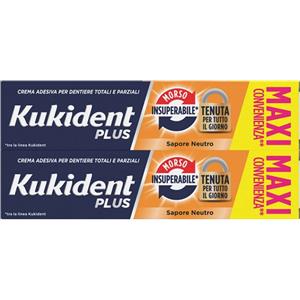 Procter & Gamble Kukident Crema Adesiva Dentiere Bipacco 57 g x 2 - Tenuta Insuperabile e Sapore Neutro