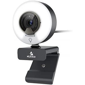 NexiGo N960E Webcam 1080P da 60 FPS con 2 Microfoni Stereo, luce ad anello e copertura, Telecamera USB per lo Streaming di corsi Online, Compatibile con Zoom/Skype/Facetime/Teams