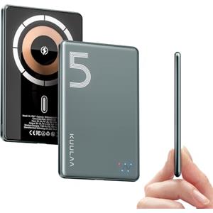 Kuulaa Power Bank Ultra Slim Magsafe PowerBank,5000 mAh Wireless Power Bank con Type C 20 W, funzione di ricarica rapida 7,2 mm, piccola mini power bank per iPhone 16 Pro/15 Pro Max /15/14/13/12