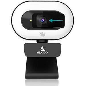NexiGo StreamCam N930E, 1080P Streaming Webcam per PC con anello luce e copertura privacy, Microfono Stereo, Auto-Focus, Plug and Play, Web Camera per Zoom Meeting Skype Teams