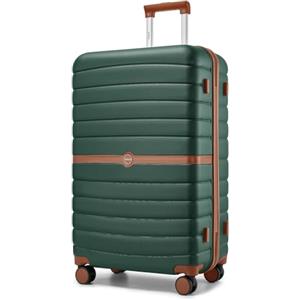 KONO Valigia Grande Rigida 76,5 cm ABS+PC Trolley con 8 Ruote Leggero (76,5 cm, Verde Scuro)