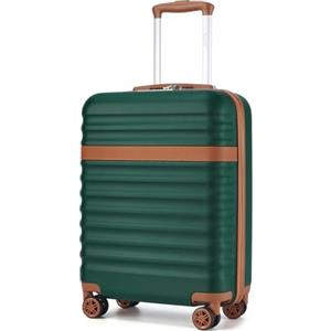 KONO Valigia Bagaglio a Mano Trolley Piccola Valige Rigida ABS+PC Hardshell Leggero Viaggio Cabina con 4 Ruote e TSA Lucchetto, Verde/Marrone