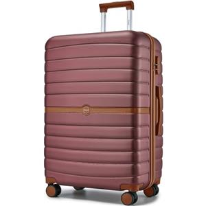 KONO Valigia Grande Rigida 76,5 cm ABS+PC Trolley con 8 Ruote Leggero (76,5 cm, Bordeaux)