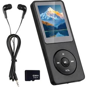 Synclum Lettore MP3 Bluetooth 5.3 64GB con Altoparlante, Autonomia 70H, Schermo 1,8", MP4 Bluetooth Leggero, Lettore MP3 Bluetooth per Bambini Sport HiFi senza Perdita, Scheda TF 64GB