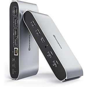 Minisopuru USB C Docking Station (13 IN 1), Displaylink Triple Display Docking Station per MacBook M1/M2/M3/M4/Windows, con 2 HDMI e 2 DisplayPort, 100W PD, dati USB-C, Ethernet, audio, 4 porte USBA