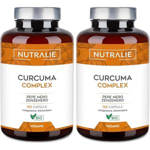 NUTRALIE Curcuma e Piperina + Zenzero + Pepe Nero (1420mg per dose) - Curcumina - Turmeric Naturale - Curcuma BIO 120 Capsule - Nutralie (Confezione da 2)