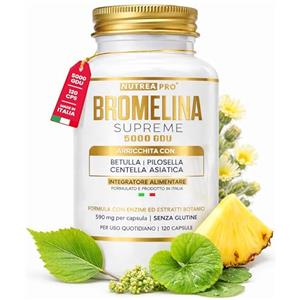 NUTREA PRO Bromelina Extra Forte Drenante 5000 Gdu/g |Formula Drenant Fort Dimagrante Anticellulite con Betulla,Centella,Pilosella| Bromelina Forte Drenante 2000mg |Drenaggio Linfatico e Cellulite| NUTREA PRO®