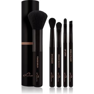 Luvia Cosmetics Set di Pennelli da Trucco da Viaggio Espresso - 5 Pennelli Vegani in Colore Nero