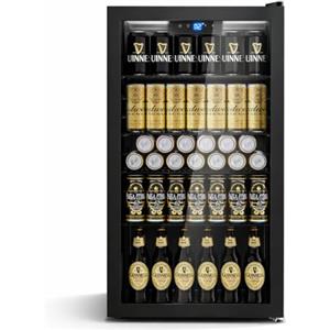 TRIUMPHKEY Frigorifero per Bevande 95L con Porta in Vetro, Frigo Bevande con 4 Ripiani Regolabili, Capacità fino a 130 Lattine, Mini Frigo per Birra e Bibite, Ideale per Casa, Bar e Ufficio