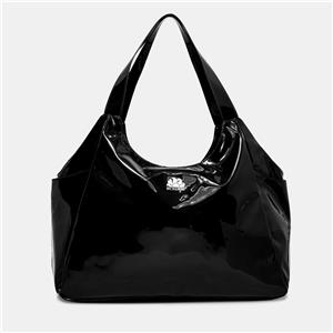 SUNDEK Beach Bag - Borsa Mare Ampia in Poliuretano Nero con Chiusura a Zip e Manici a Spalla