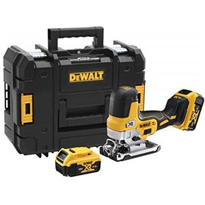 DeWalt DCS335NT-XJ Seghetto alternativo a batteria, 18V, 5.0 Ah motore Brushless, impugnatura sul corpo, con doppia batteria in valigetta
