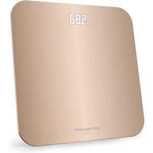 Rowenta Classic 2.0, Bilancia con Schermo Invisibile LED Facile da Leggere, Capacità 180kg, Design Moderno e Funzioni Intelligenti, AutoAccensione e Spegnimento Automatico, Colore Dune Metal, BS1900V0
