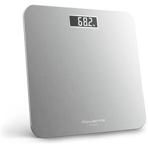 Rowenta Premiss 2.0, Bilancia da Bagno con Display LCD Facile da Leggere, Capacità 160Kg, Design Moderno e Funzioni Intelligenti, Auto Accensione e Spegnimento Automatico, Colore Argento, BS1801V0