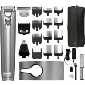 WAHL Washable Stainless Steel Multigroomer, regolabarba e tagliacapelli per uomo, tagliacapelli domestico, regolabarba per naso e orecchie, set per la cura maschile, completamente lavabile, senza fili