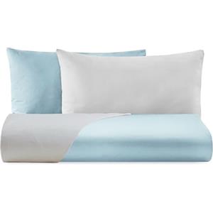 Giovanni Dolcinotti MADE IN ITALY Parure Copripiumino Matrimoniale Doubleface - 4 Federe - Frozen/Perla - 100% Percalle di Cotone - Made in Italy - Modello Boston