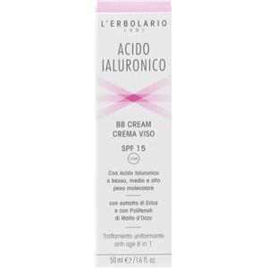 L'ERBOLARIO BB Cream Viso 50 ml - Trattamento Uniformante Anti-Age 8 in 1 con Acido Ialuronico e SPF 15