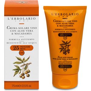L'Erbolario Crema Solare Viso Aloe Vera e Macadamia SPF 25 - 75 ml, Protezione Media e Effetto Anti-tempo