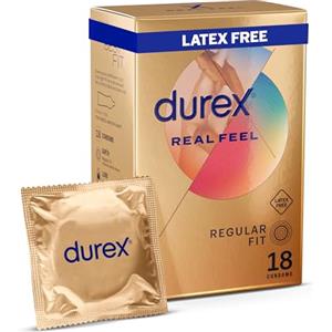 Durex Real Feel Preservativi, preservativi senza lattice, confezione da 18