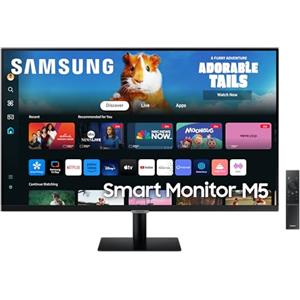 Samsung Smart Monitor M5 (S32DM502), Flat 32'', 1920x1080 (Full HD), Smart Hub con app di streaming, Office 365, Gaming Hub, Speaker integrati, Telecomando, WiFi, HDMI, USB