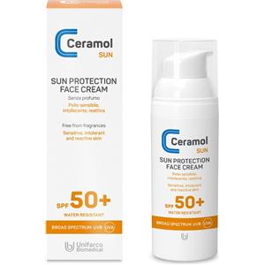 UNIFARCO Ceramol Crema Solare Viso SPF 50 50 ml - Texture Leggera e Alta Protezione