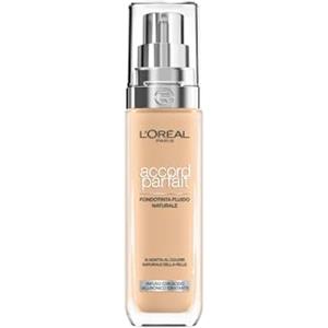 L'Oreal Paris L'Oréal Paris Fondotinta Liquido, Incarnato Uniforme e Illuminato, Finish Naturale, Per Tutti i Tipi di Pelle, Formula con Acido Ialuronico, Accord Parfait, Tonalità: 3D/W Golden Beige