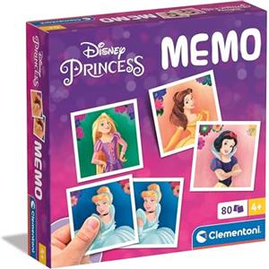 Clementoni Memo Disney Princess - Gioco di Memoria per Bambini, 80 Tessere Illustrate, Sviluppa Memoria e Osservazione, Made in Italy