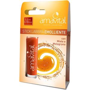 Amavital Stick Labbra Emolliente con Miele e Melograno - Idratazione e Protezione per Labbra Morbide
