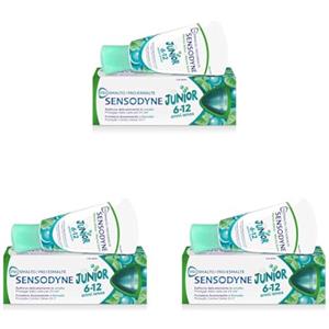 Sensodyne Prosmalto Junior, Dentifricio quotidiano per Bambini 6-12 anni, rafforza delicatamente lo smalto e protegge dalla carie per 24 ore, Aroma Naturale Menta Dolce, 50 ml (Confezione da 3)